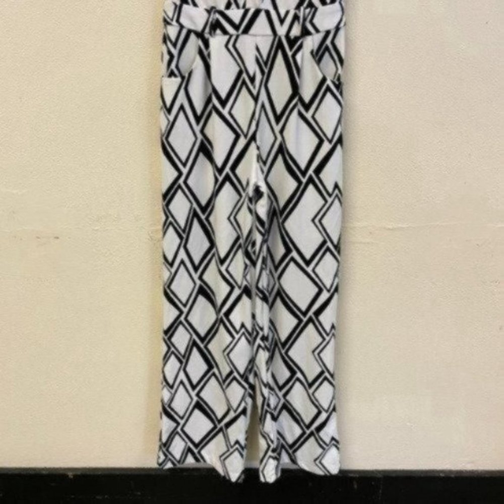 PRICE FIRM Vintage Black White Printed Jumpsuit | Size S/M - Picture 10 of 14